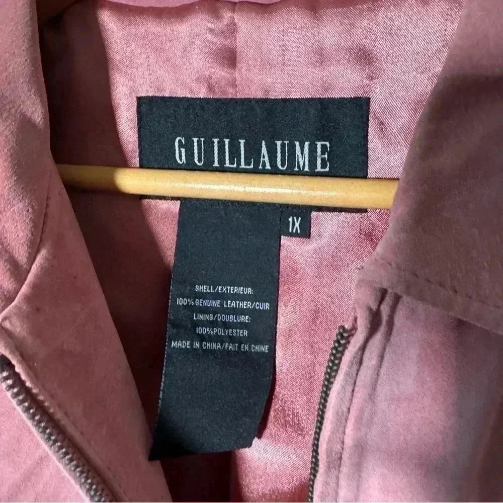 Pink suede cowgirl leather zip up jacket 1X - Picture 5 of 7